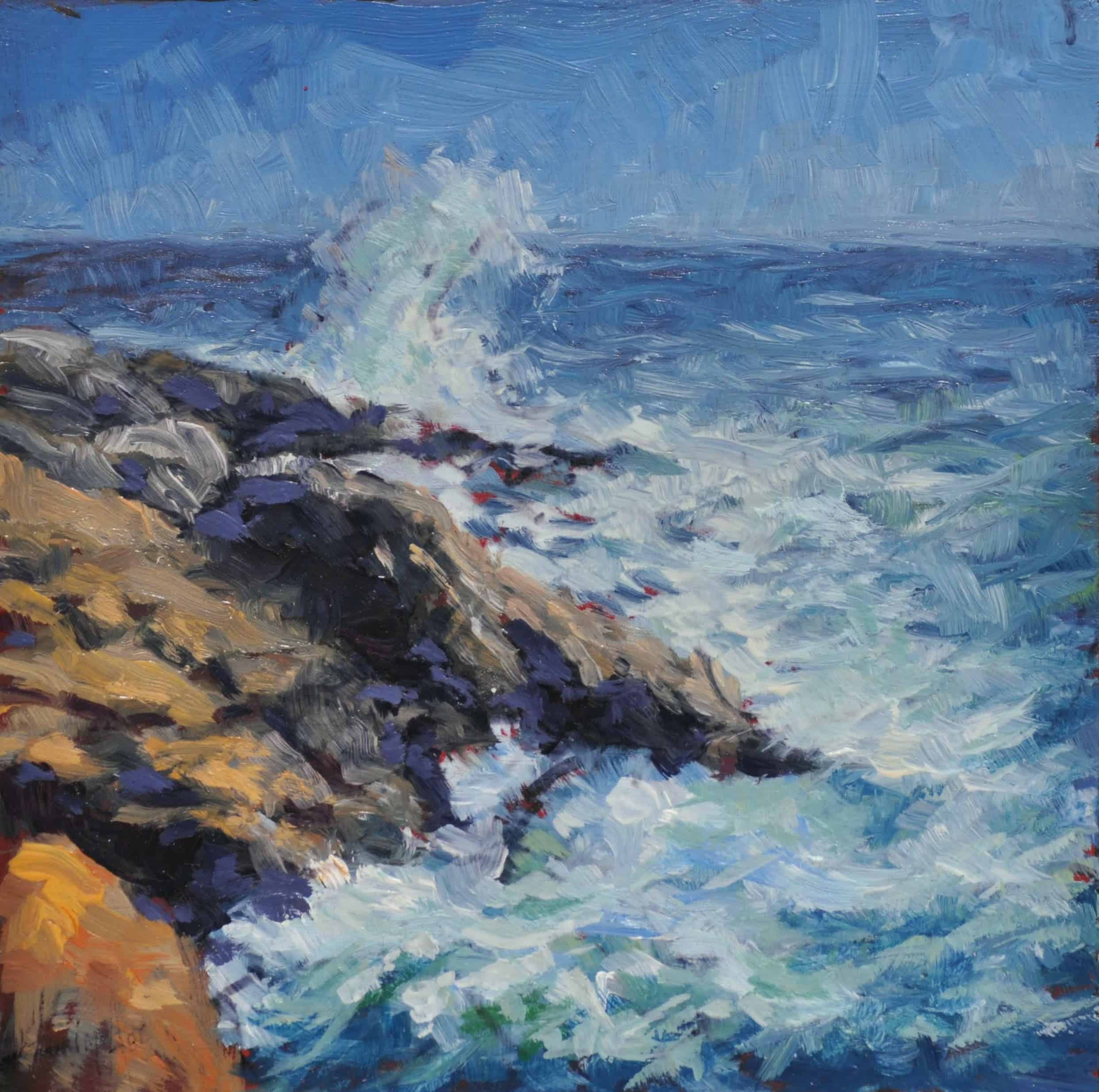 Kim Aerts oil painting - Far Point of Prospect Head - 4x4 inches