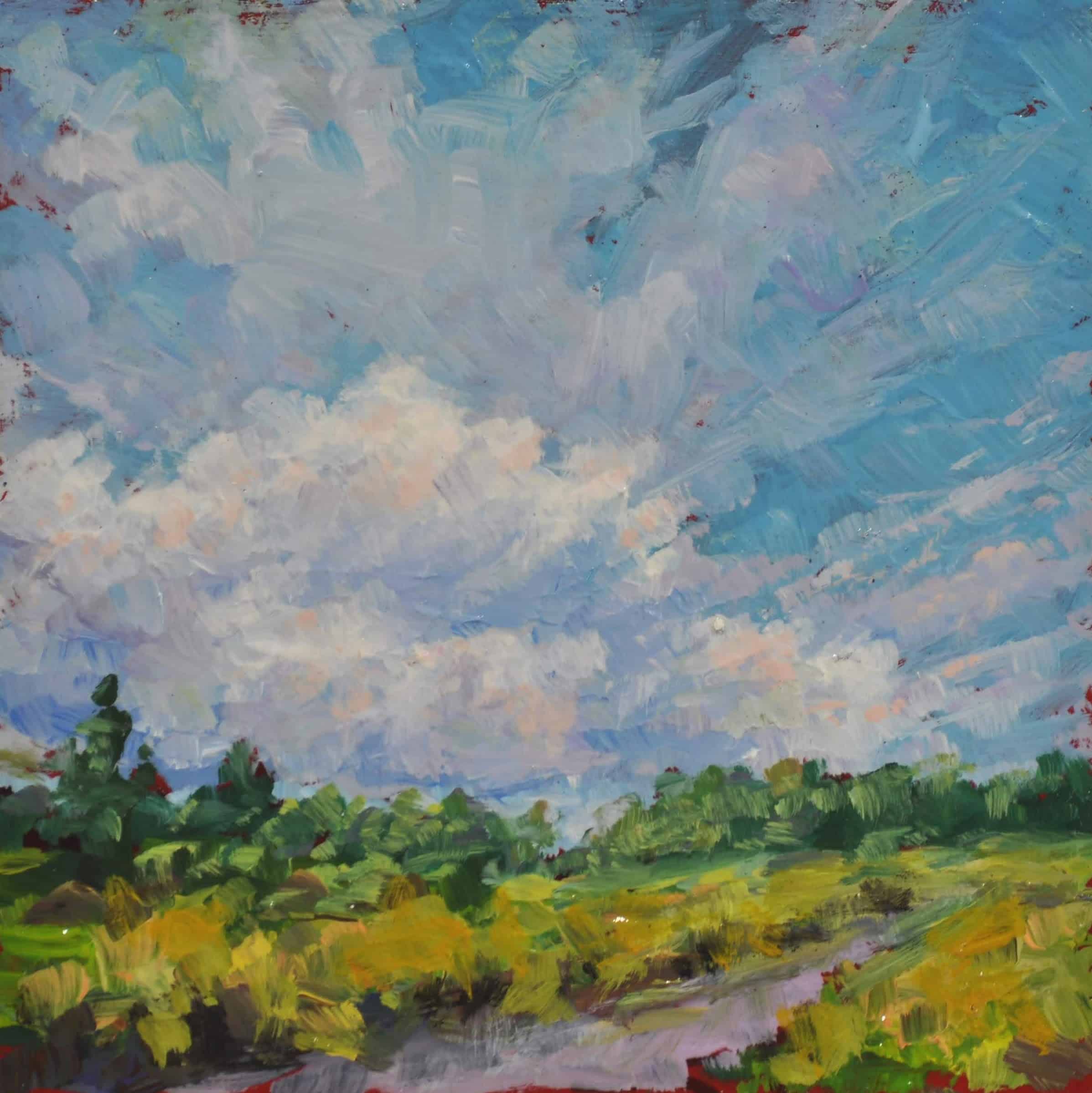 Kim Aerts oil painting - Cloud Formation Over the Barrens - 4x4 inches