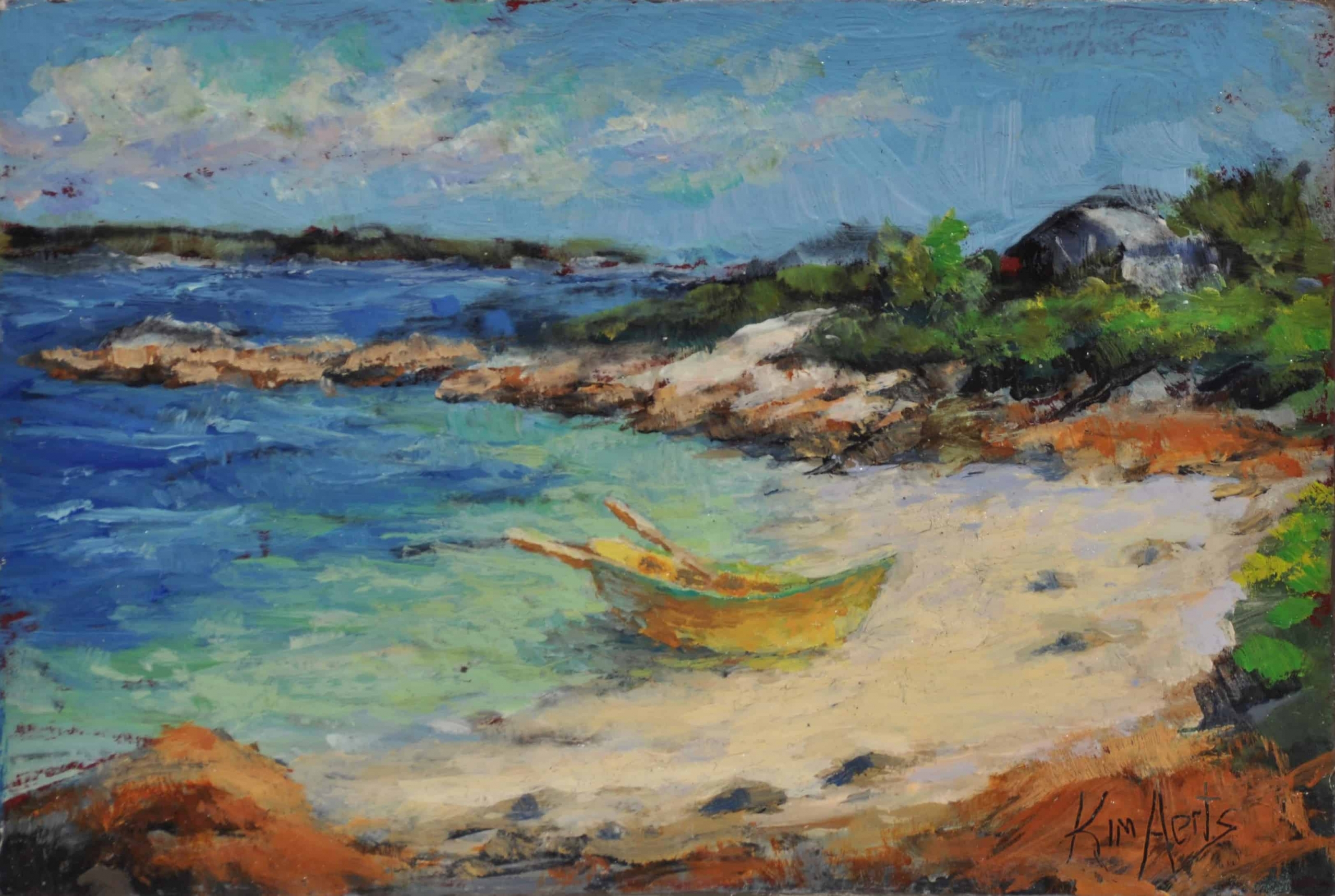 Kim Aerts oil painting - Cove Beach, Terrance Bay - 3x4 inches