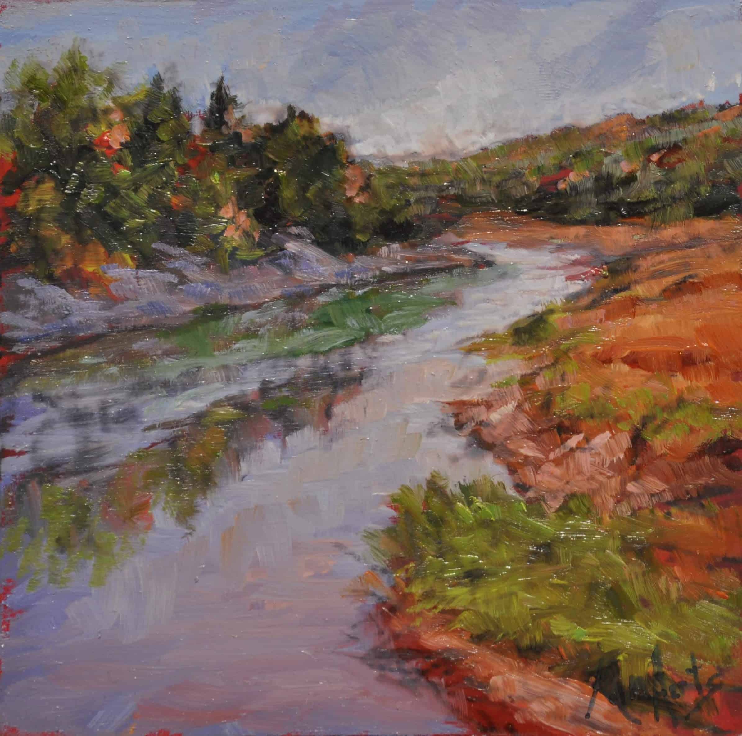 Kim Aerts oil painting - Harrington River Outfall - 4x4 inches