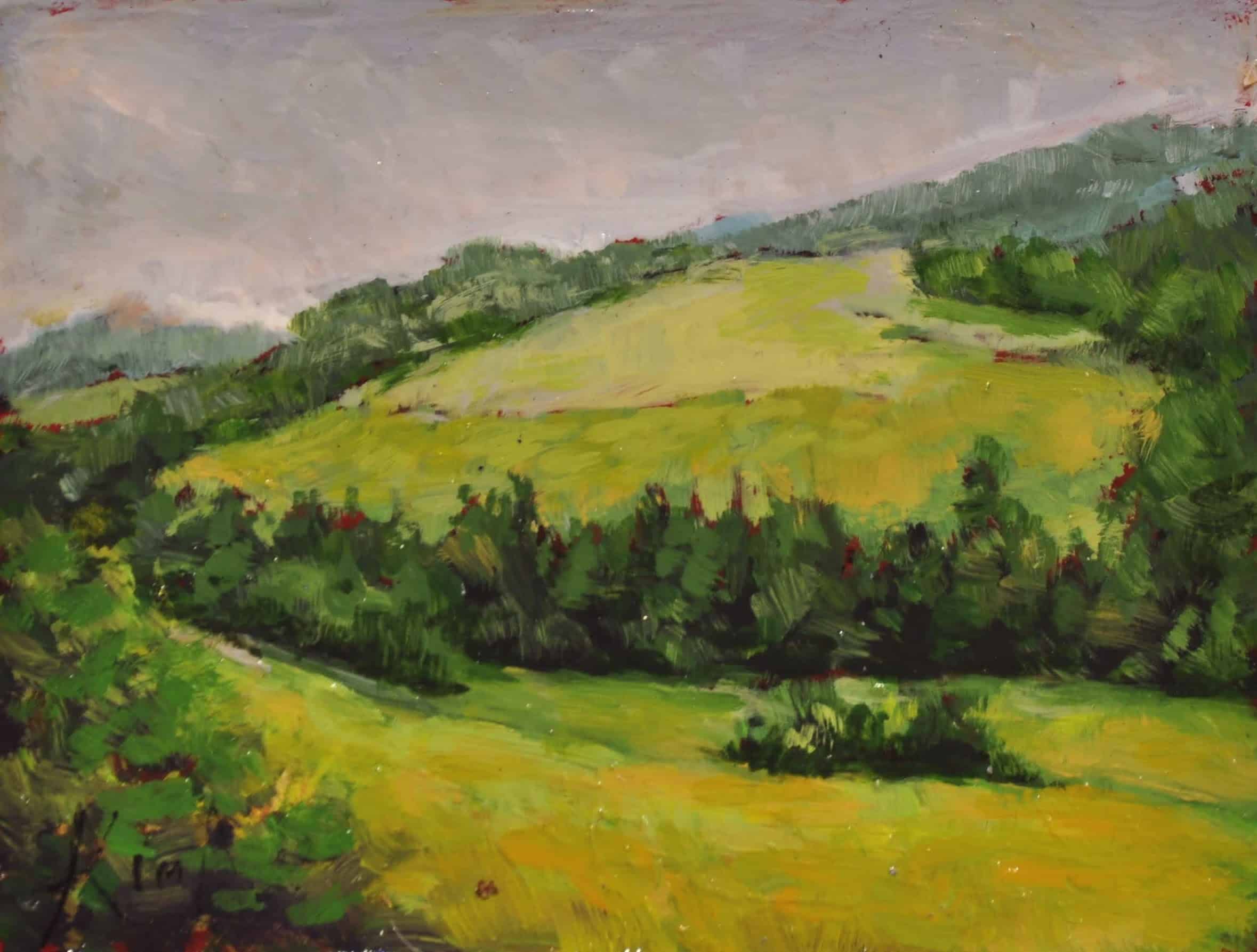 Kim Aerts oil painting - Rolling Hills Outside Sussex - 3x4 inches
