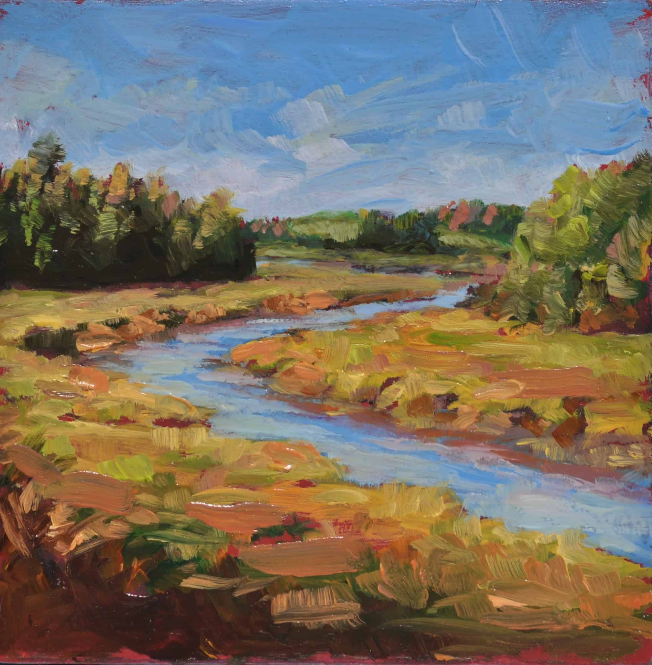 Kim Aerts oil painting - St. Croix River Outgoing - 4x4 inches