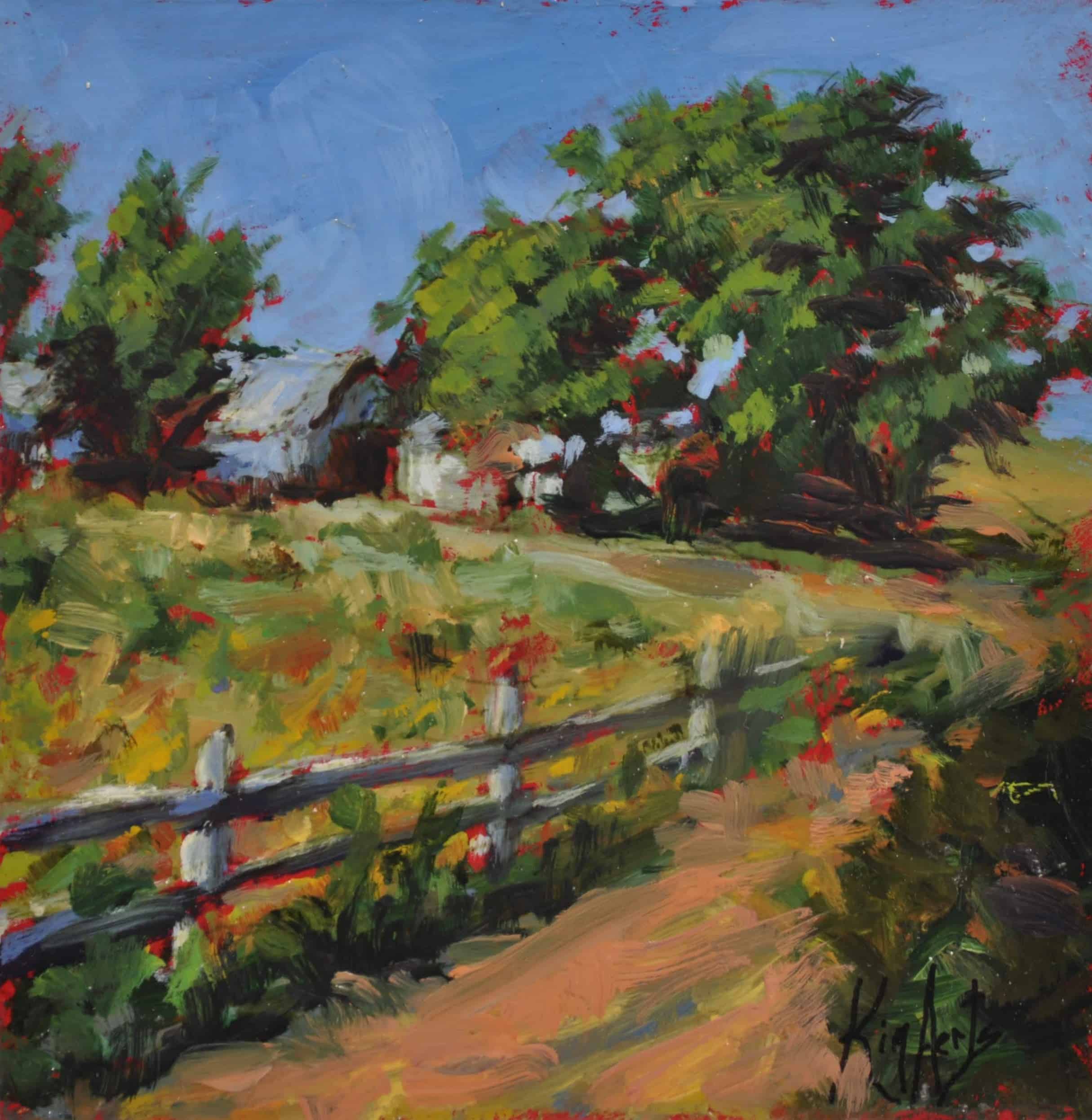 Kim Aerts oil painting - Summer Farm Parrsboro - 4x4 inches